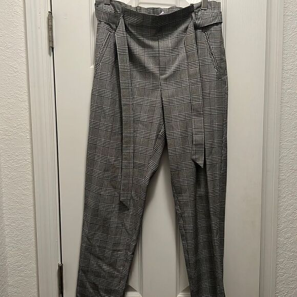 Gray Black White Trouser Pants - Belted - Zara - Worn Once - Size Small - Picture 1 of 6